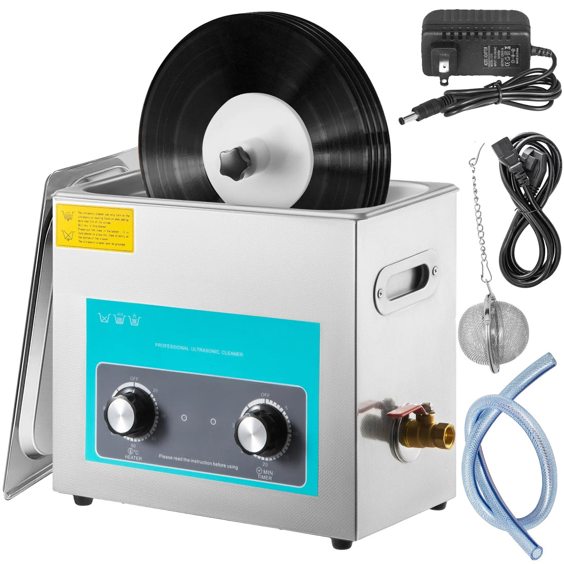 Ultrasone Vinylplatenreiniger, 6L capaciteit, draagbaar
