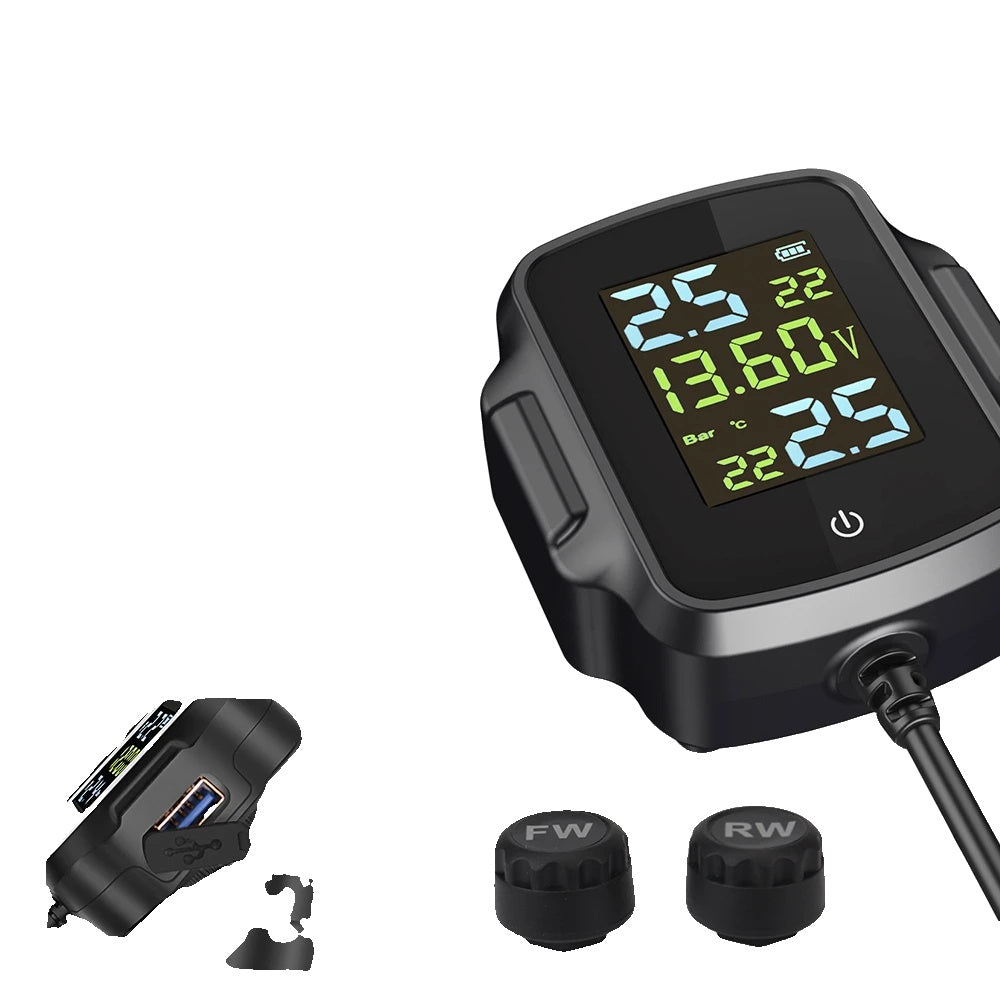 Motorcycle TPMS, QC 30 Fast Charging, Tire Pressure Monitoring System