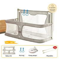 Portable Baby Crib, Liftable Bumpers, 3 in 1 Bed Guardrail