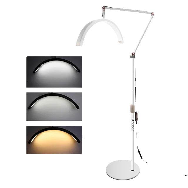 Half Moon LED Lash Lamp, Warm & Cool Light, Lash Extensions Lamp with Phone Holder