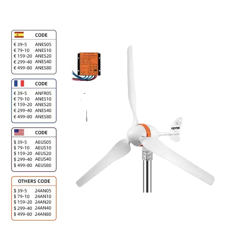 Windkraftanlage, 12V/AC, 400W Leistung, für Terrassen- und Marinegebrauch