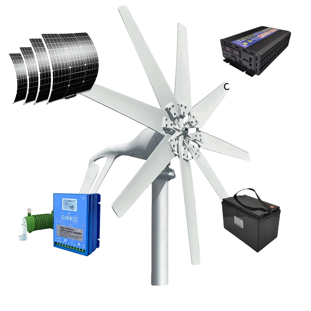 2000W Wind Turbine, Complimentary Charging Controller, Suitable for Yachts and Farms