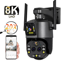 Wifi IP Kamera, 16MP, 8K, 20X Zoom, Udendørs, Trådløs Sikkerhedskamera, PTZ Cam, Smart Hjem, CCTV, Overvågningskameraer