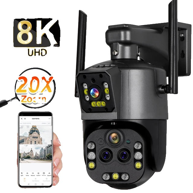 Wifi IP Camera, 16MP, 8K, 20X Zoom, Buiten, Draadloze Beveiligingscamera, PTZ Cam, Slimme Thuis, CCTV, Bewakingscamera's