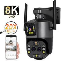 Camera IP Wifi, 16MP, 8K, Zoom 20X, de exterior, camera de securitate wireless, PTZ, casa inteligenta, CCTV, camere de supraveghere.