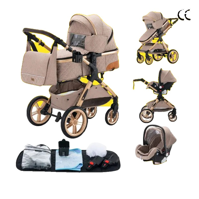 Luxus-Kinderwagen, praktisches faltbares Design, Sicherheitssitz entspricht EU-Vorschriften.