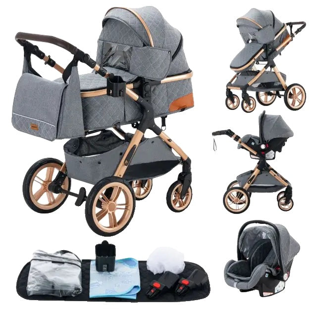 Luxury Stroller, Convenient Foldable Design, Safety Seat Compliant with EU Regulations