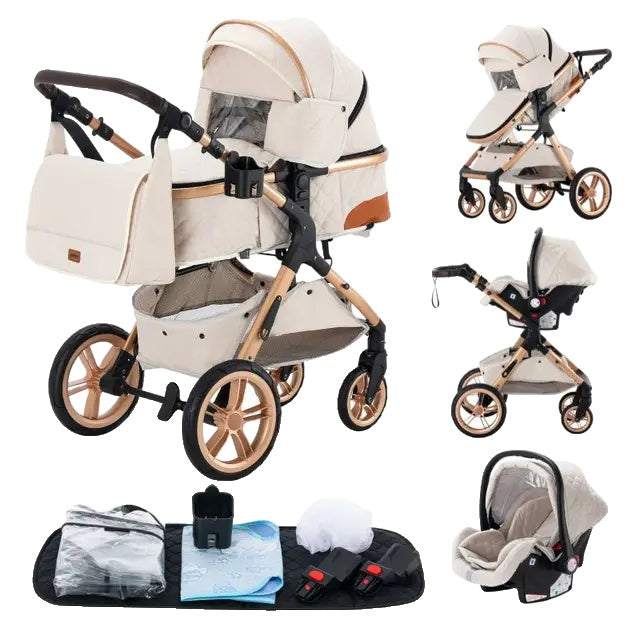 Luxus-Kinderwagen, praktisches faltbares Design, Sicherheitssitz entspricht EU-Vorschriften.