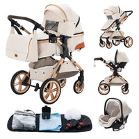 Luxury Stroller, Convenient Foldable Design, Safety Seat Compliant with EU Regulations