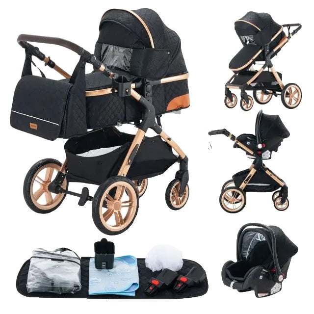 Luxury Stroller, Convenient Foldable Design, Safety Seat Compliant with EU Regulations