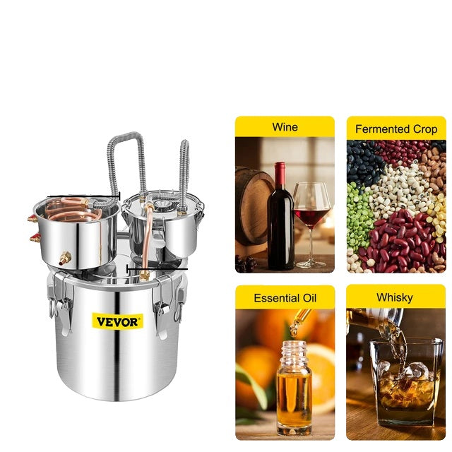 Alcohol Brewing Distiller, Stainless Steel, DIY Moonshine Apparatus