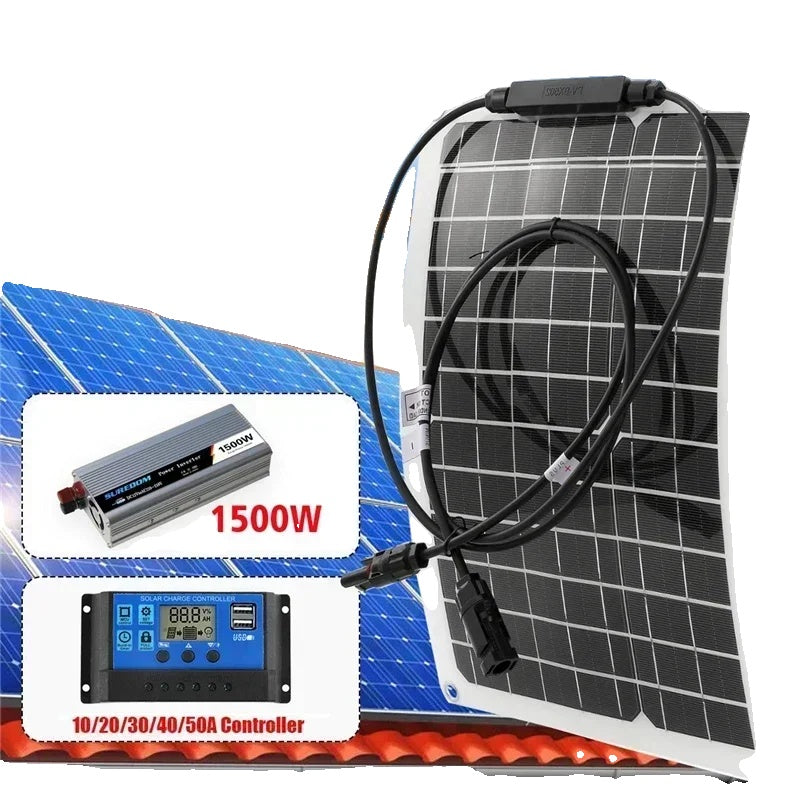 Solarstrom-System-Set, Batterieladegerät, 300W Solarpanel