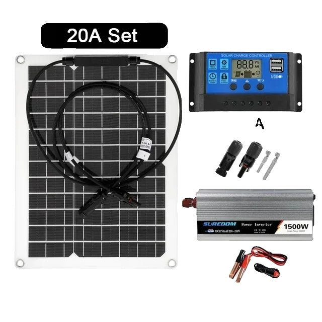 Solarstrom-System-Set, Batterieladegerät, 300W Solarpanel