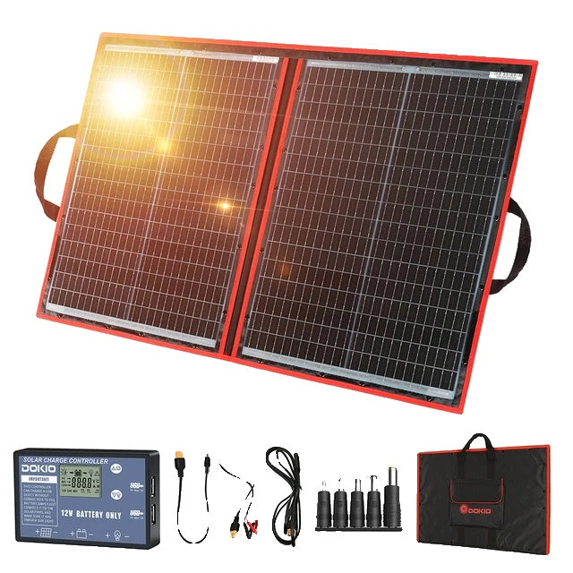 Bärbar hopfällbar solpanel, 18V 80W, 12V Controller