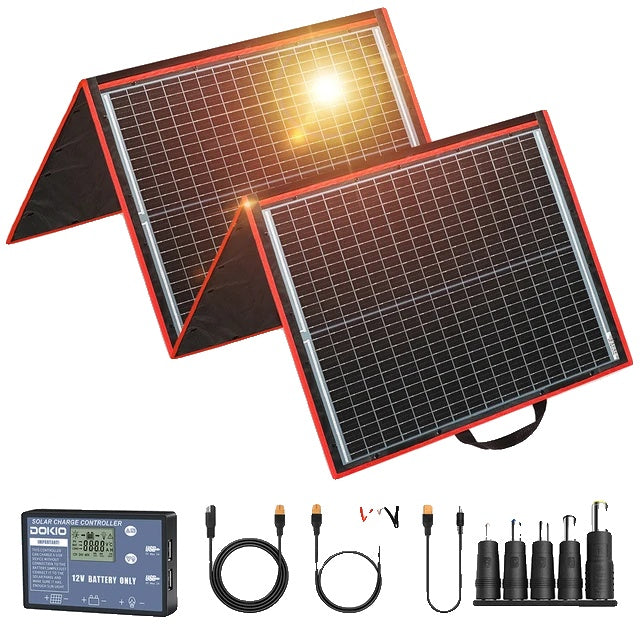 Bärbar hopfällbar solpanel, 18V 80W, 12V Controller