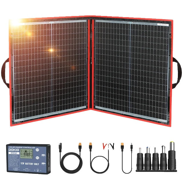 Bærbart foldbart solpanel, 18V 80W, 12V controller