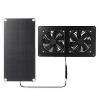 Ventilator solar de evacuare, putere de 30W, cu două ventilatoare de răcire.