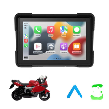 Motorcycle Navigation GPS Navigator, Wireless CarPlay, Dual Camera Recorder
