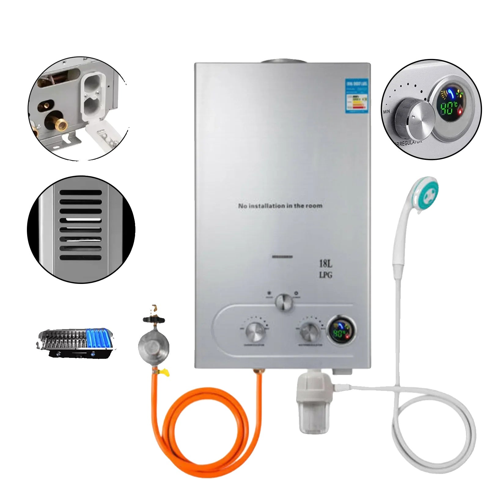 Tankless Gas Water Heater, Instant Hot Water, LPG Powered