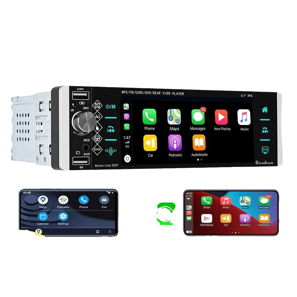 CarPlay MP5-afspiller, Android Auto, Bluetooth-forbindelse