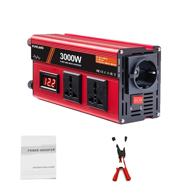 Pure Sine Wave Inverter, 3000W Power Output, Portable and Solar-Compatible