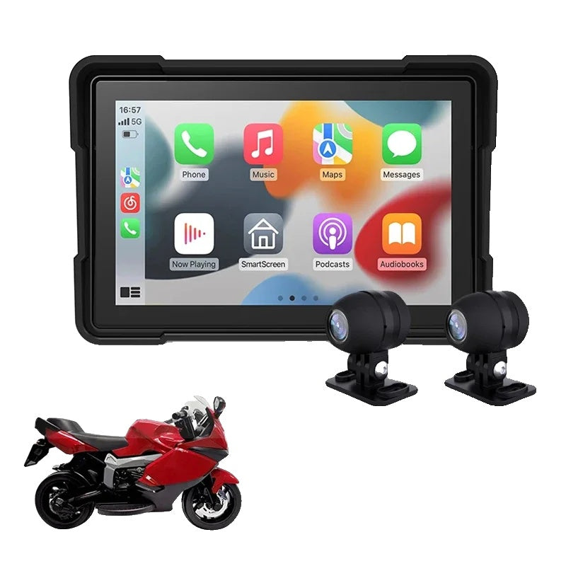 Navigator GPS pentru motociclete, CarPlay fără fir, ecran rezistent la apă IPX7.