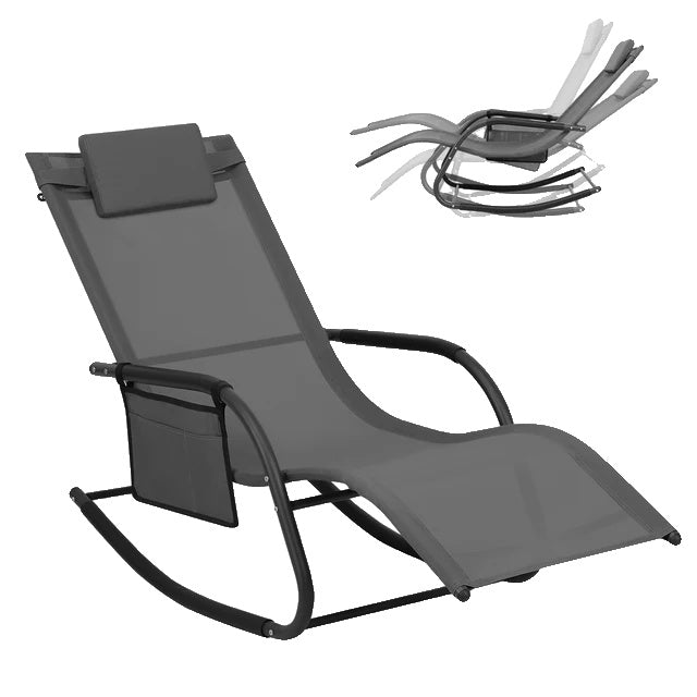 Garden Recliner Chair, Rocking Function, Headrest and Armrests