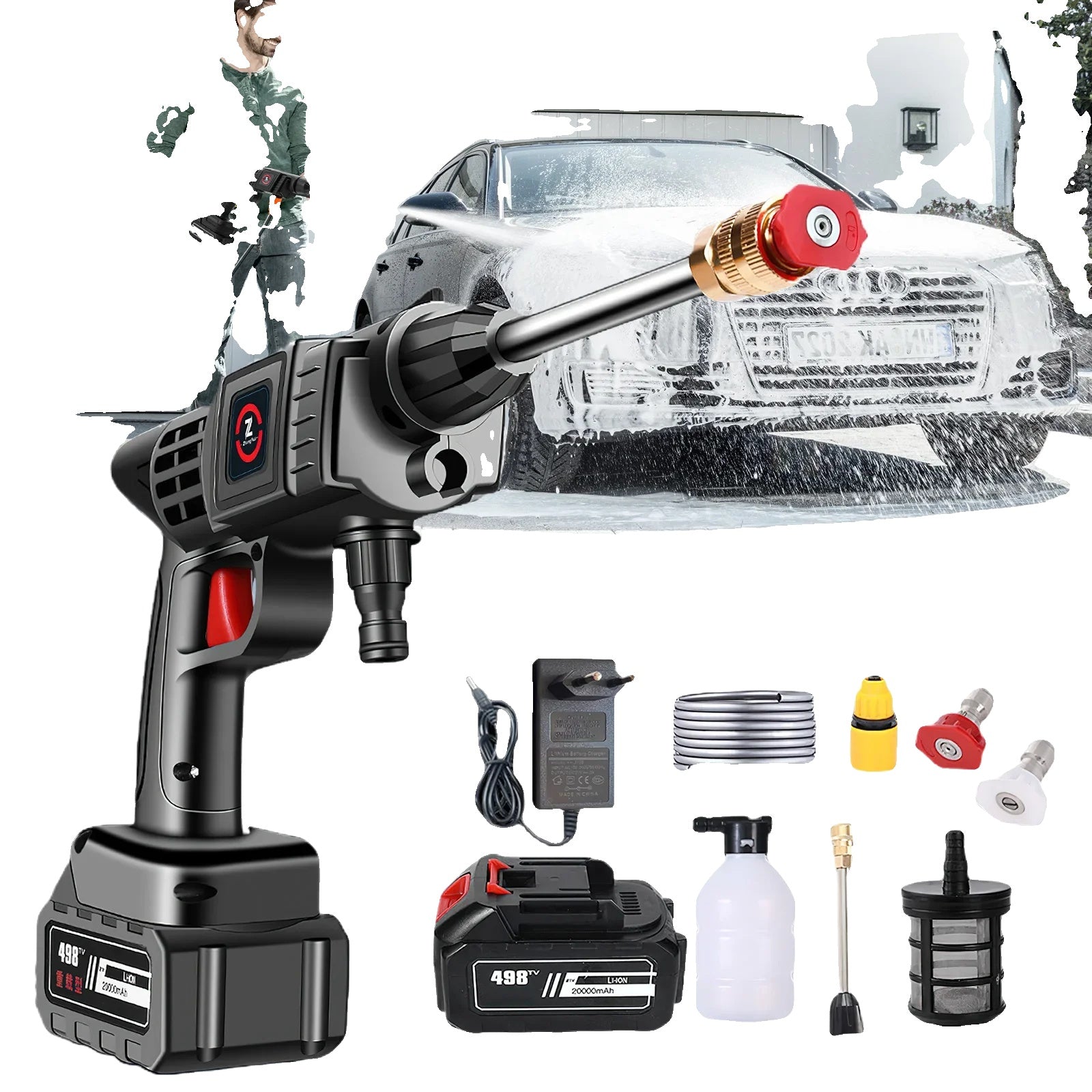 Car Wash Gun, High Pressure Cleaner, 30000mAh