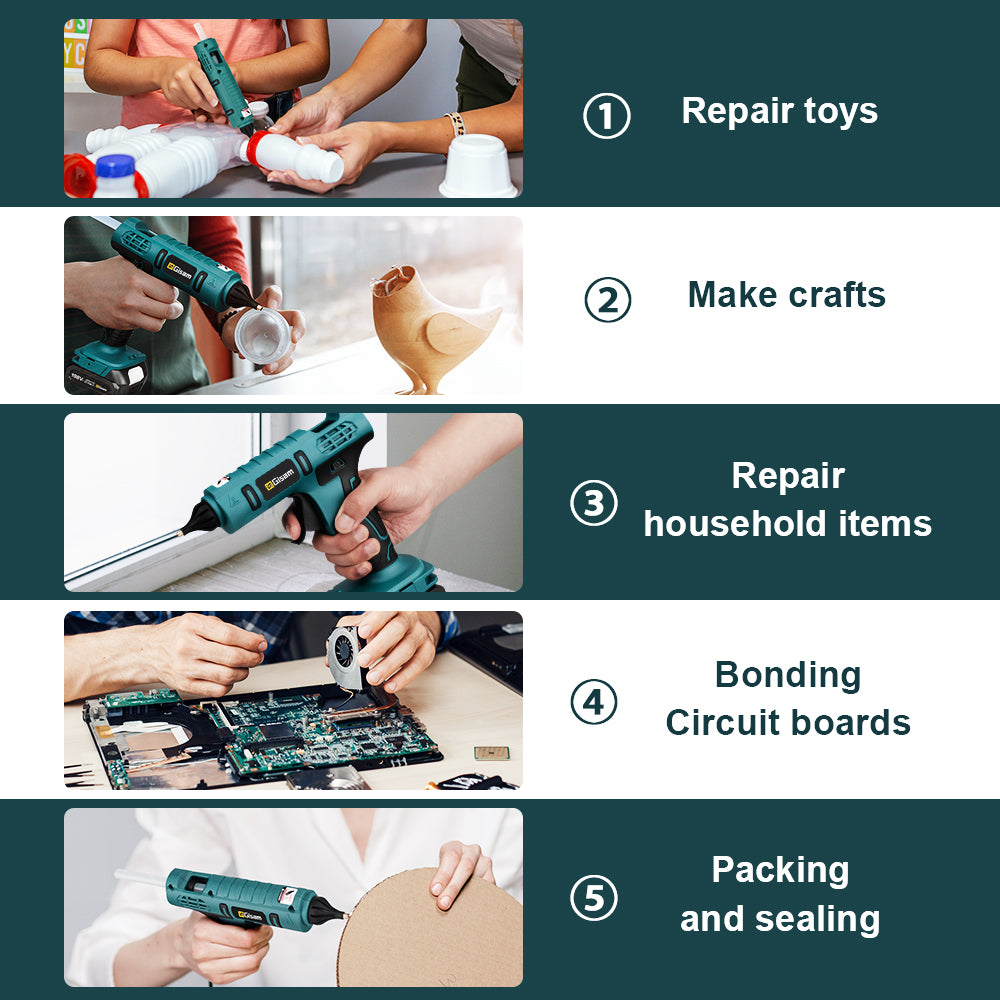 Cordless Hot Melt Glue Gun, 100W Power, Compatible with Makita 18V Battery, 11mm Glue Sticks