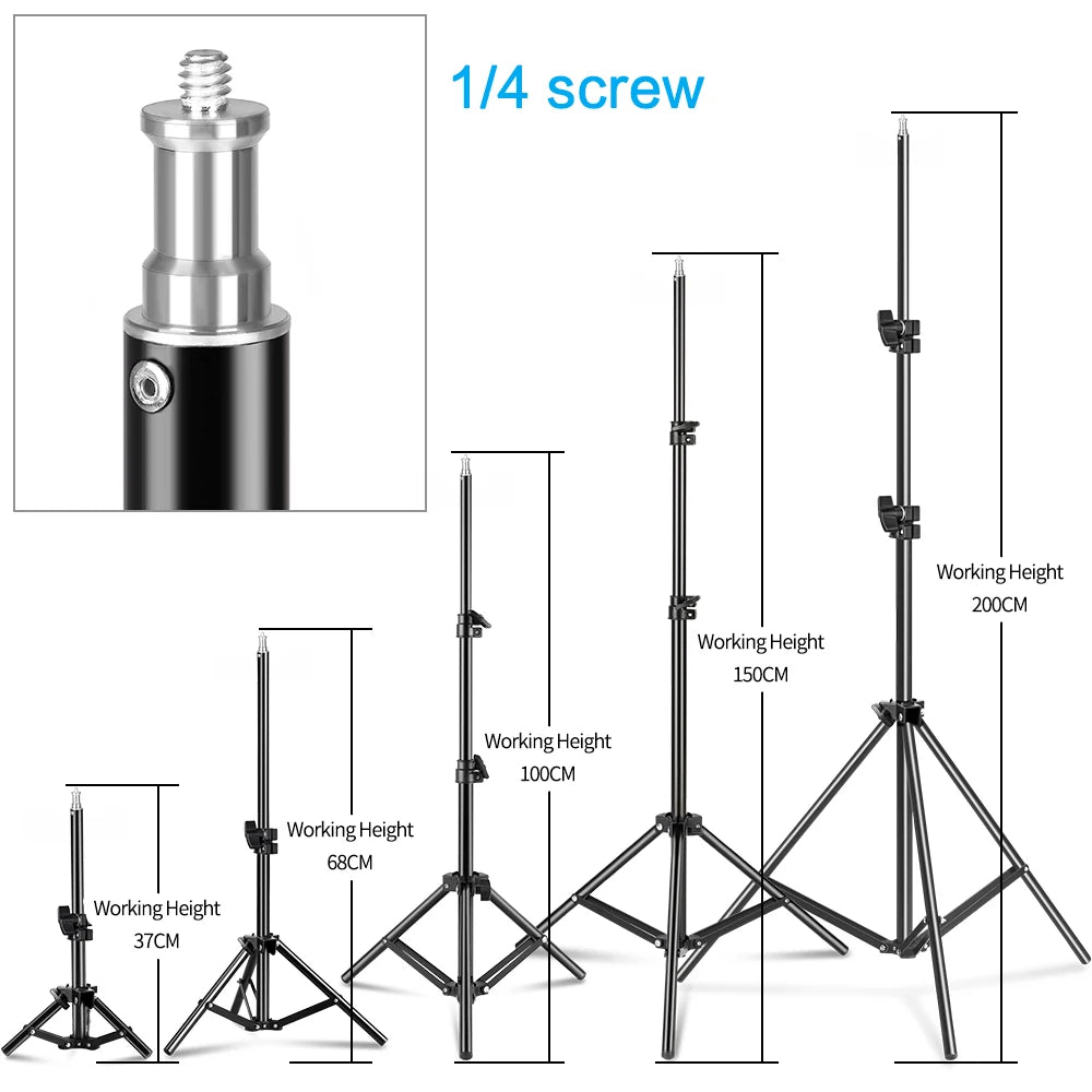 LED-ringlampa, 10-tums diameter, justerbart stativ