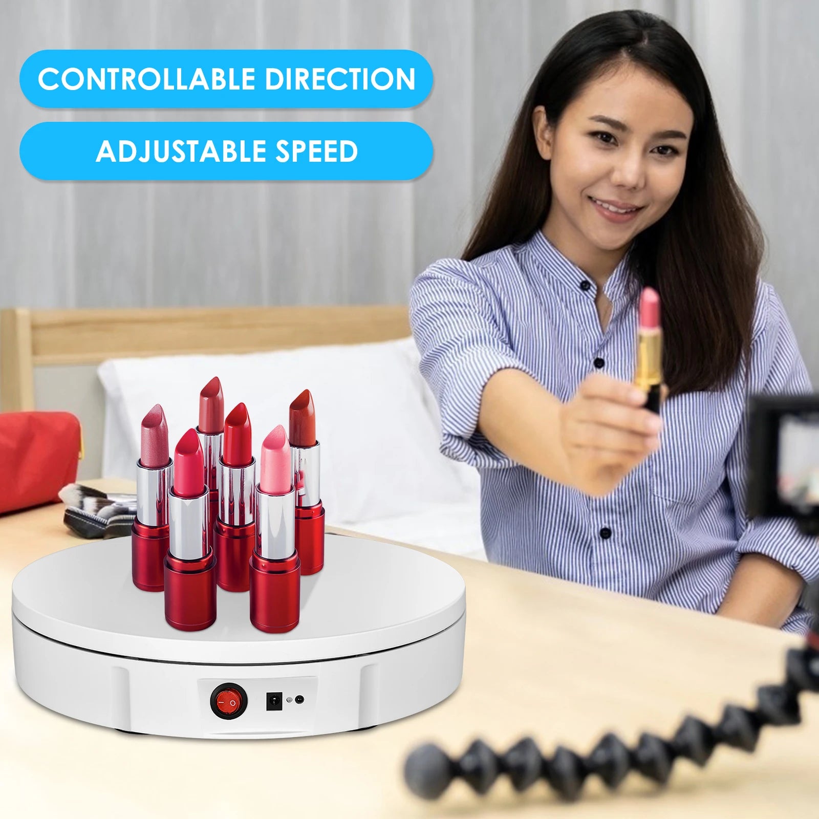 ULEMONDEE 13 cm elektrisch draaiplateau voor fotografie, 360 graden ULEMONDEE 13 cm elektrisch draaiplateau voor fotografie, 360 graden