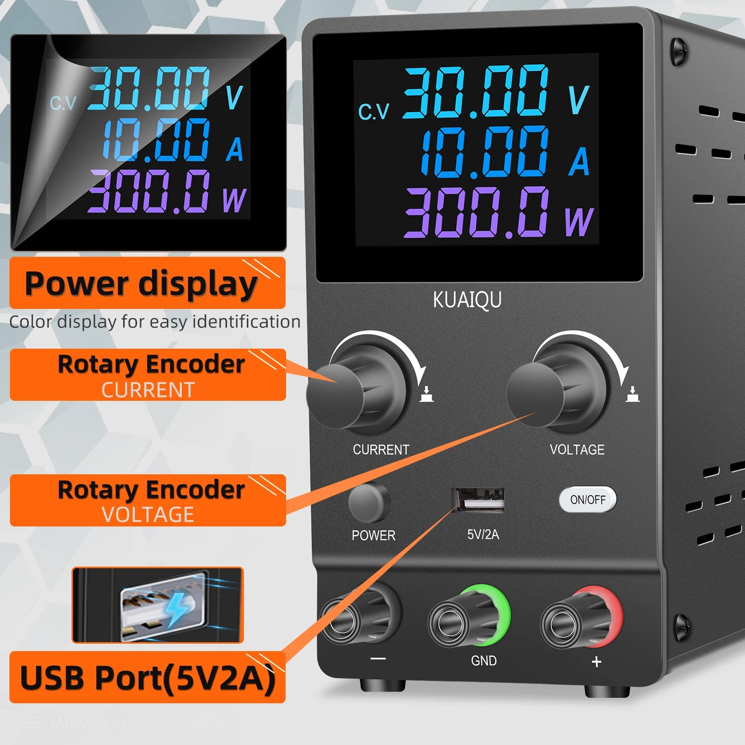 DC Power Supply, Adjustable Voltage, Digit Display