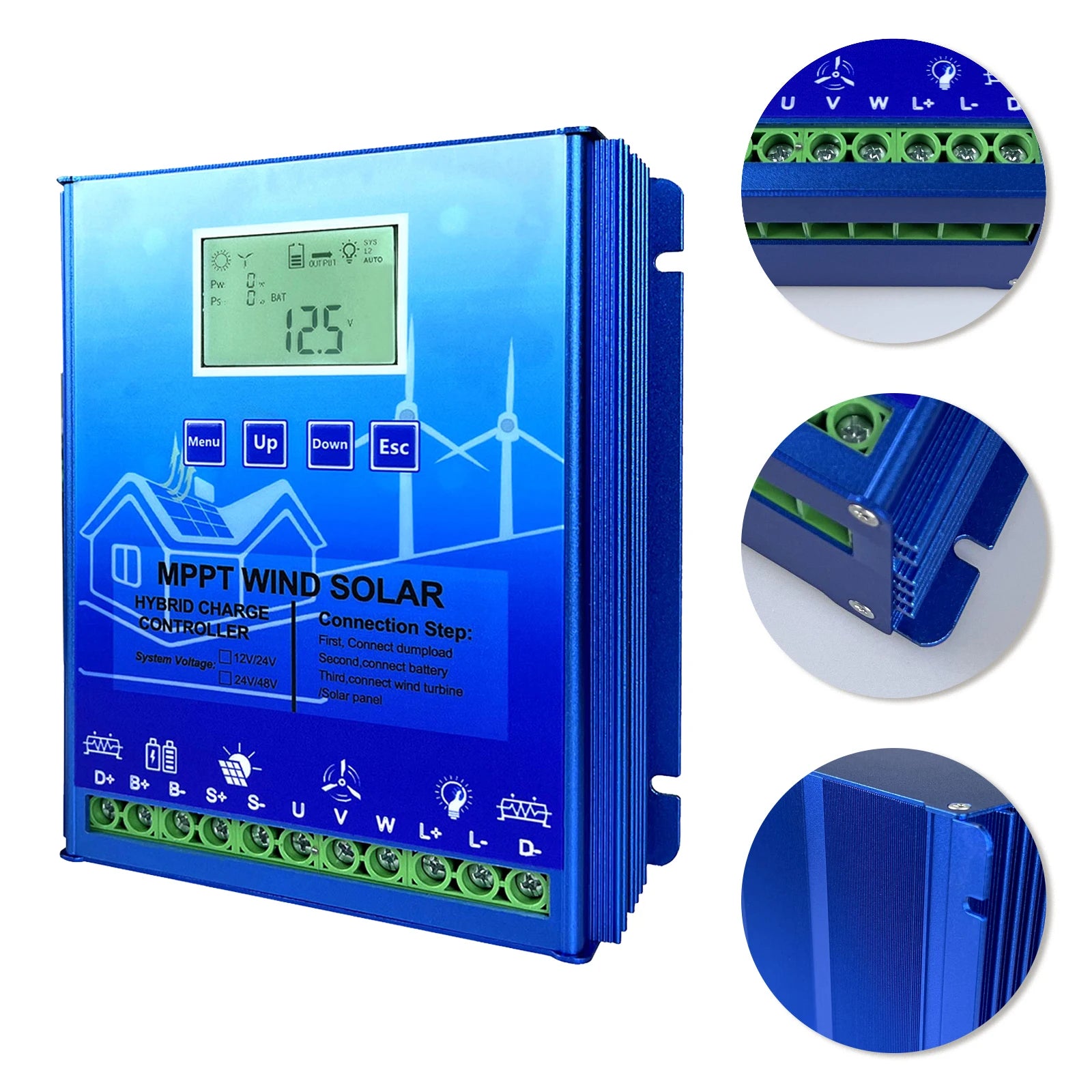 Hybrid Wind Solar Laderegler, MPPT Technologie, Bluetooth Verbindung