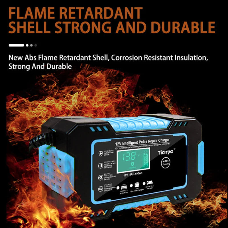 "Bilbatteriladdare, 12V, Fullt Automatisk, Digital Display"