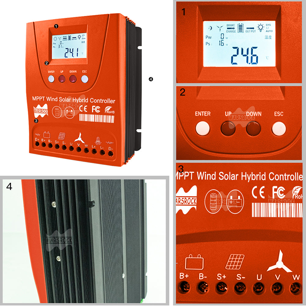 Hybrid Wind Solar Controller, MPPT-Technologie, WiFi-Konnektivität