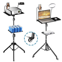 Projector Tripod Stand, Adjustable Height, Portable with Wheels