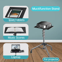 Projector Tripod Stand, Adjustable Height, Portable with Wheels