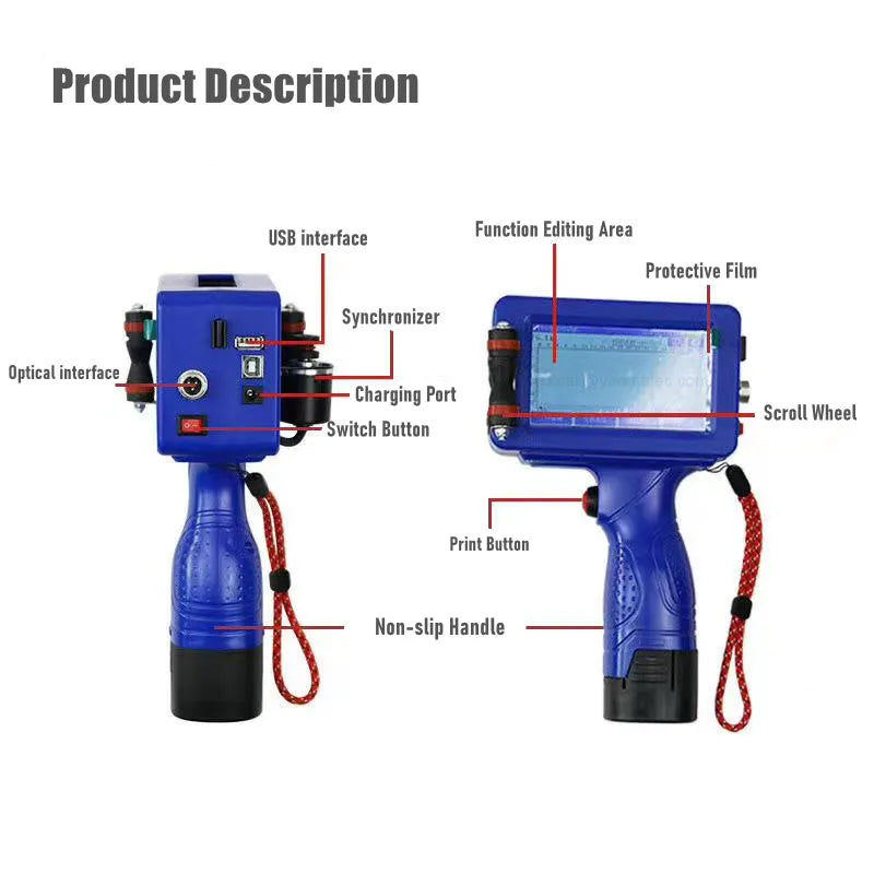 Portable Inkjet Printer, QR Code Printing, Handheld Design