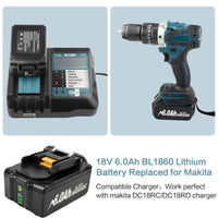 Makita 18V Batterij, 6Ah Capaciteit, Compatibel met LXT Accuboormachines