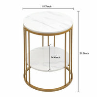 White Marble Side Table, 2-Tier Design, Jewellery Storage