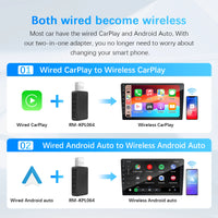 Wireless Adapter, Apple CarPlay Compatibility, 2-in-1 Functionality
