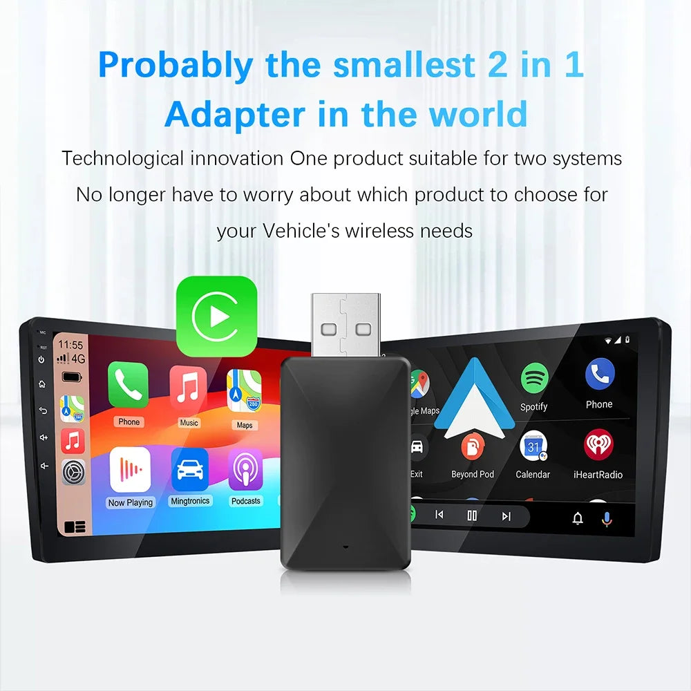 Apple Car Play Wireless Adapter, 2 in 1, Android Auto Dongle