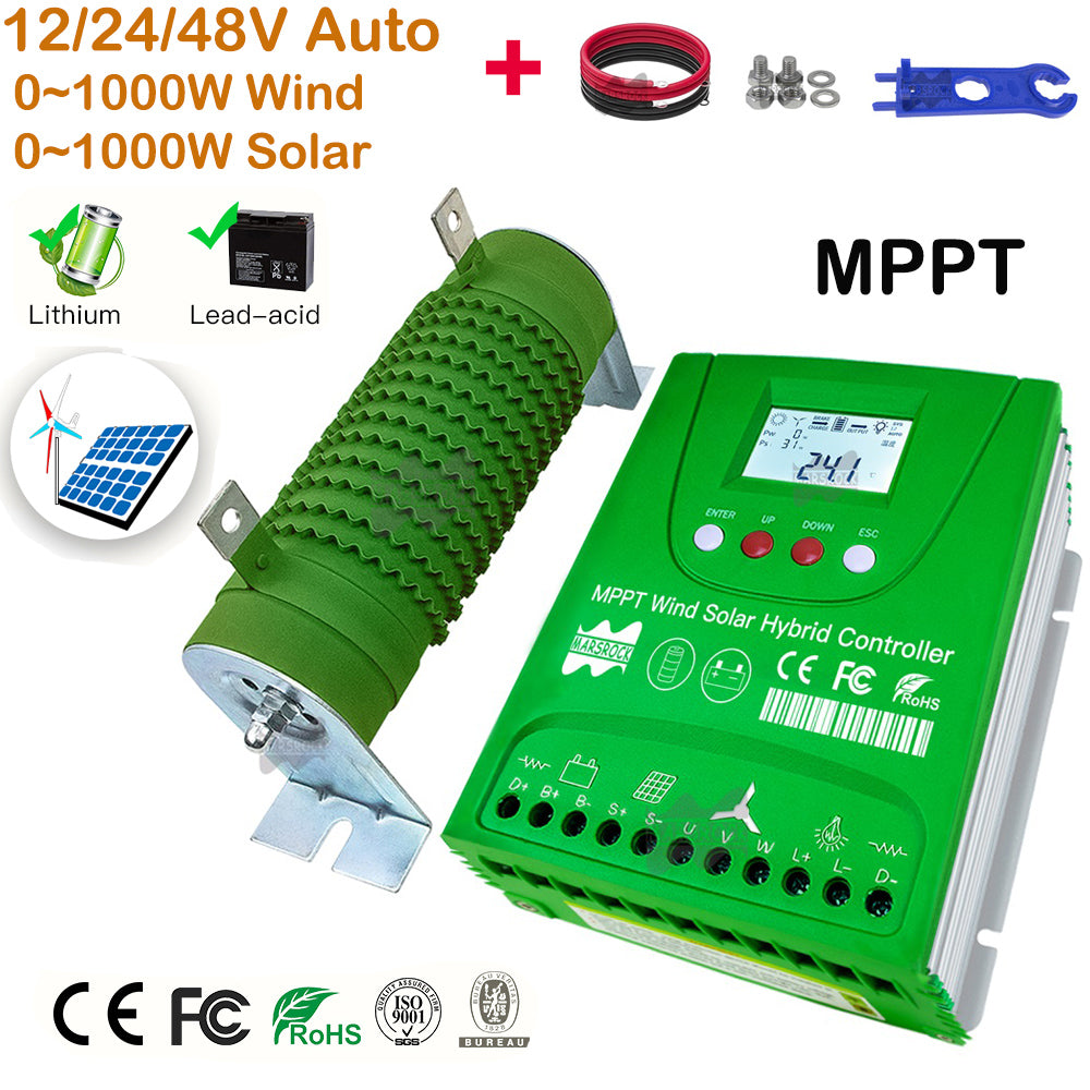 Solarvind Controller, MPPT Teknologi, Lifepo4 Batteri Kompatibel