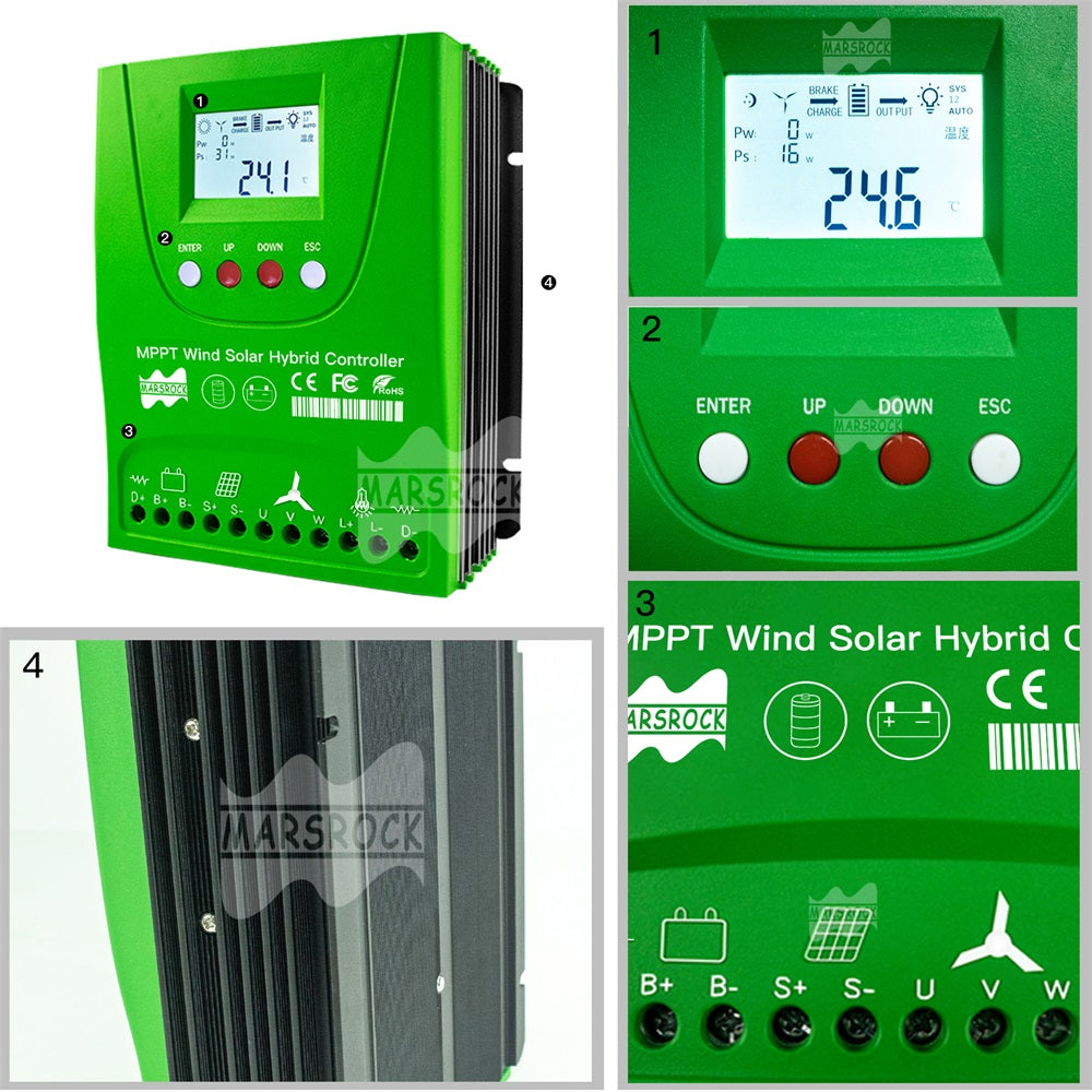 Solar-Wind-Regler, MPPT-Technologie, kompatibel mit Lifepo4-Batterien.