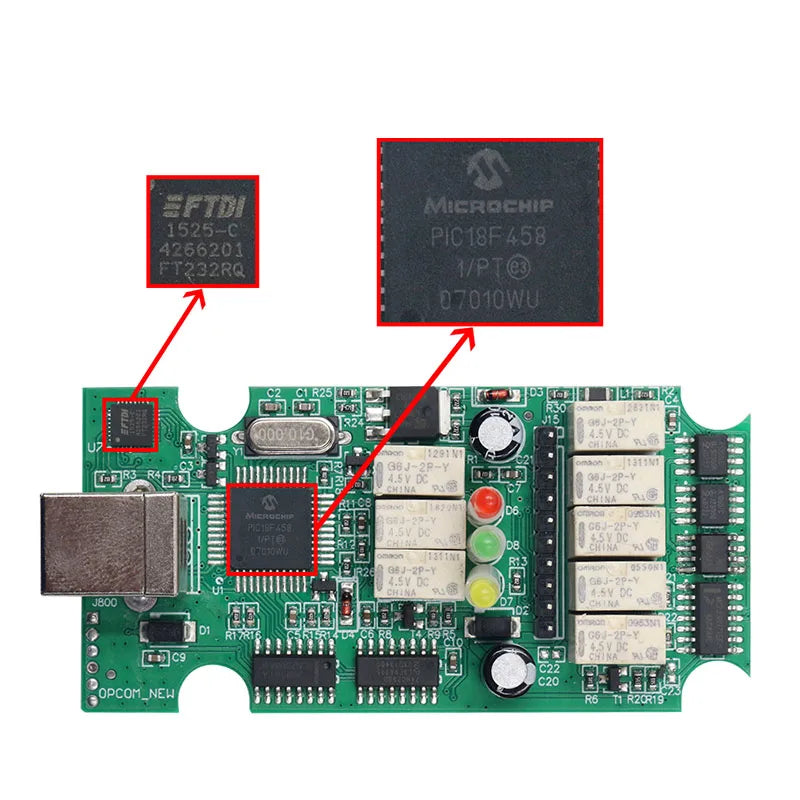 Opcom 2021, Bilkontrolscanner, FTDI FT232RQ Chip