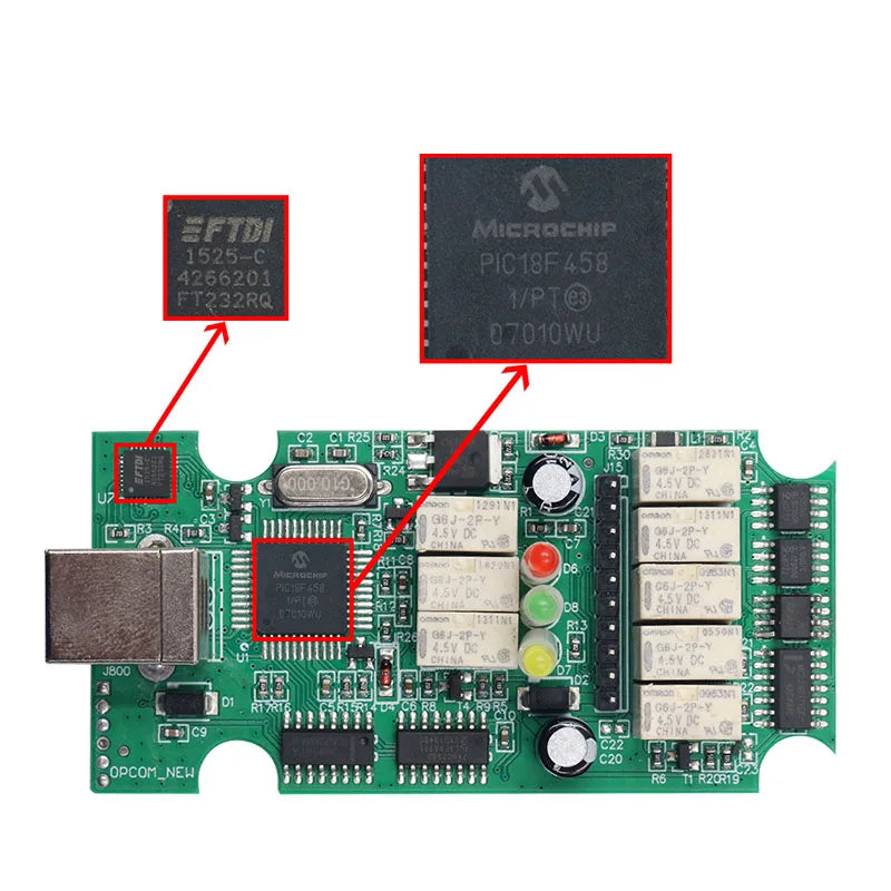 Opcom 2021, Bil Diagnostisk Skanner, FTDI FT232RQ Chip