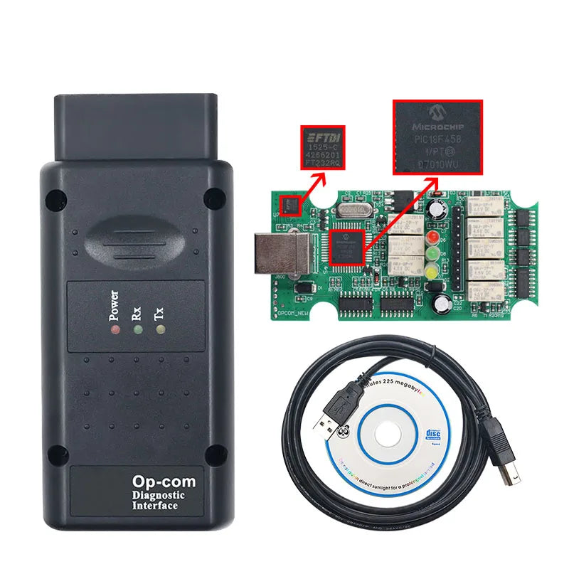 Opcom 2021, Car Diagnostic Scanner, FTDI FT232RQ Chip