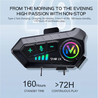 Bluetooth Motorcycle Helmet Intercom, 300M Wireless Range, 2000Mah Battery