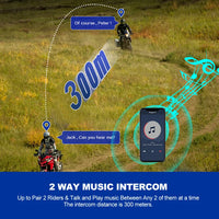 Bluetooth Motorhelm Intercom, 300M Draadloos Bereik, 2000Mah Batterij