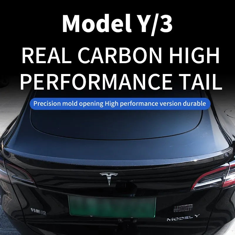 Tesla Model Y Carbon Fiber Trunk Wing Spoiler, Real Carbon Fiber, Easy Installation